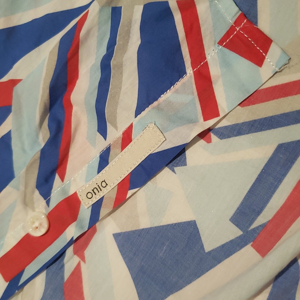 ONIA New Swim Cover-Up Shirt Dress Geo Print Button Pockets Cotton NWT Womens L - Picture 5 of 14